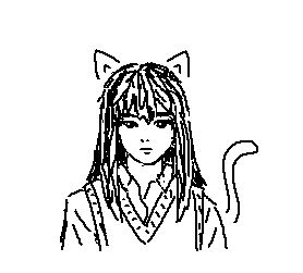 a drawing of mizuho from sonny boy. she has cat ears and a tail